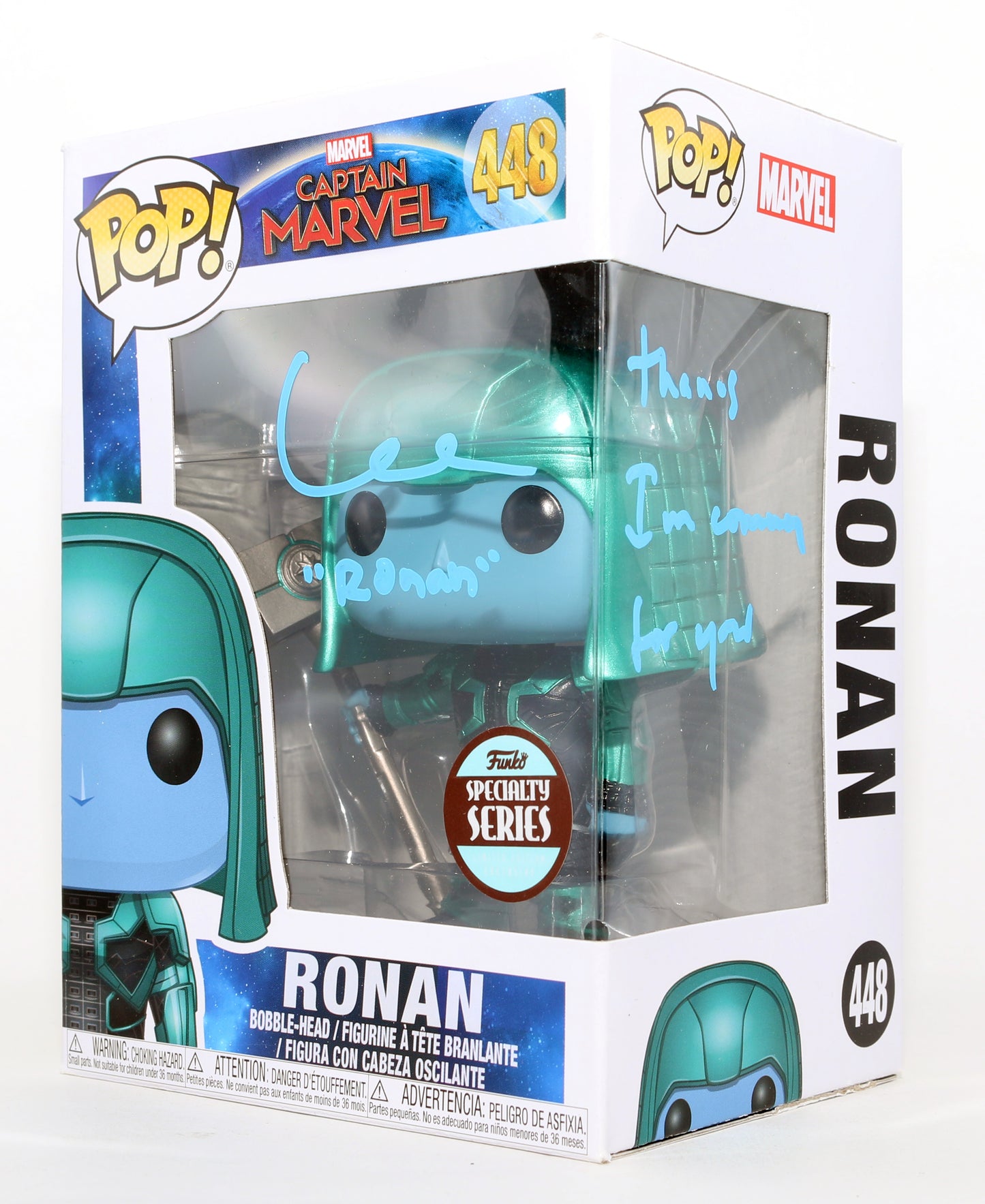 
                  
                    Lee Pace as Ronan in Captain Marvel Specialty Series Signed Funko POP! #448 with Character Name & Quote
                  
                