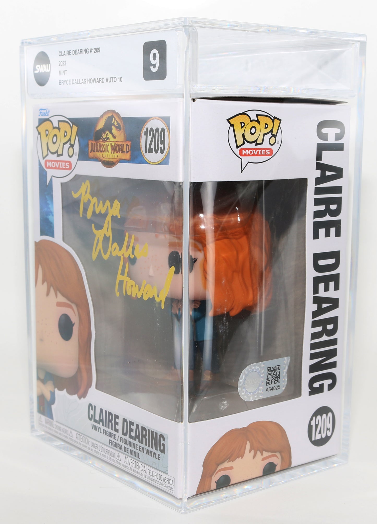
                  
                    Bryce Dallas Howard as Claire Dearing in Jurassic World Dominion (SWAU Encapsulated Grade 9 / Auto 10) Signed Funko POP! #1209
                  
                