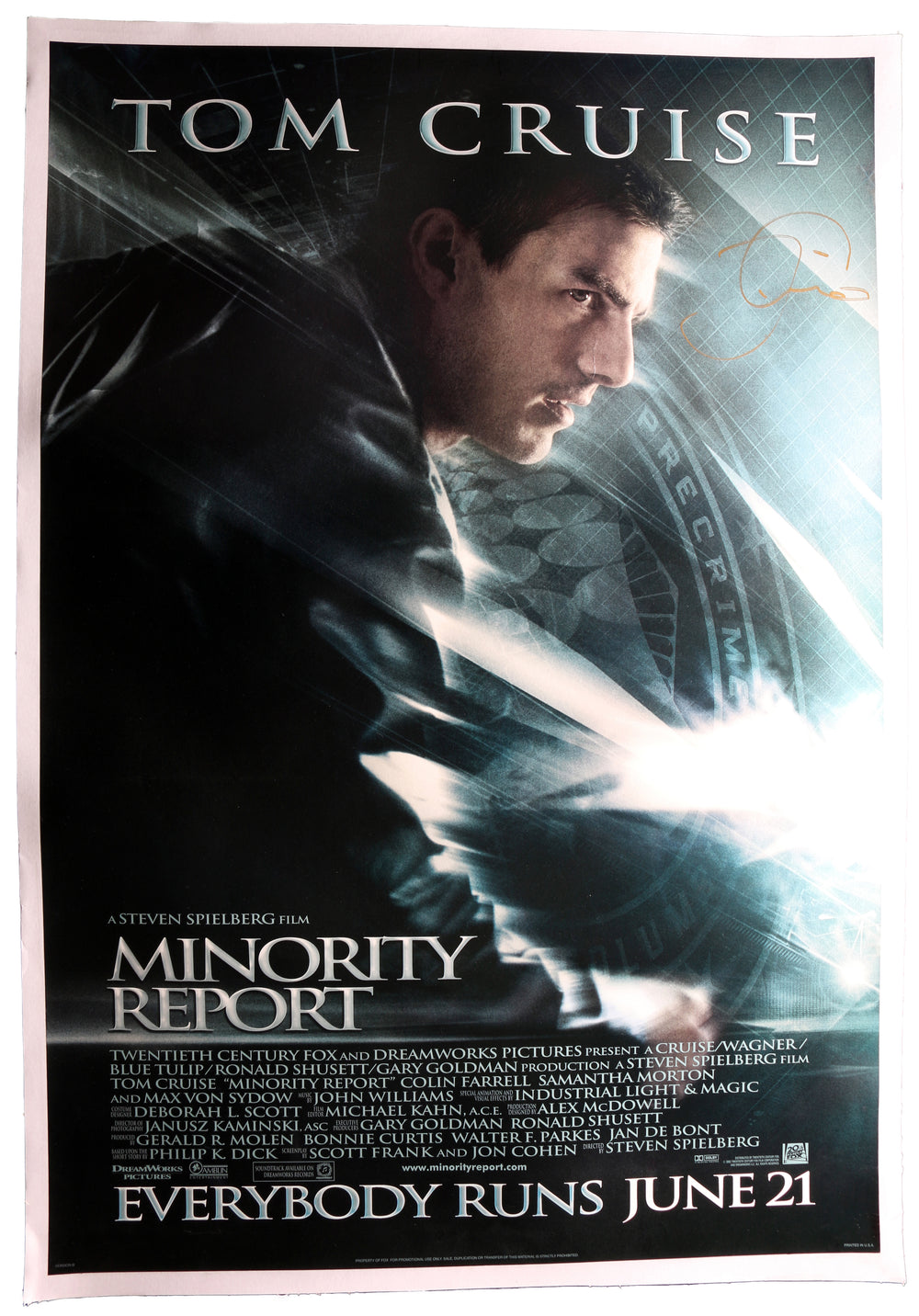 Tom Cruise as Chief John Anderton in Minority Report 27x40 Poster Signed by Tom Cruise