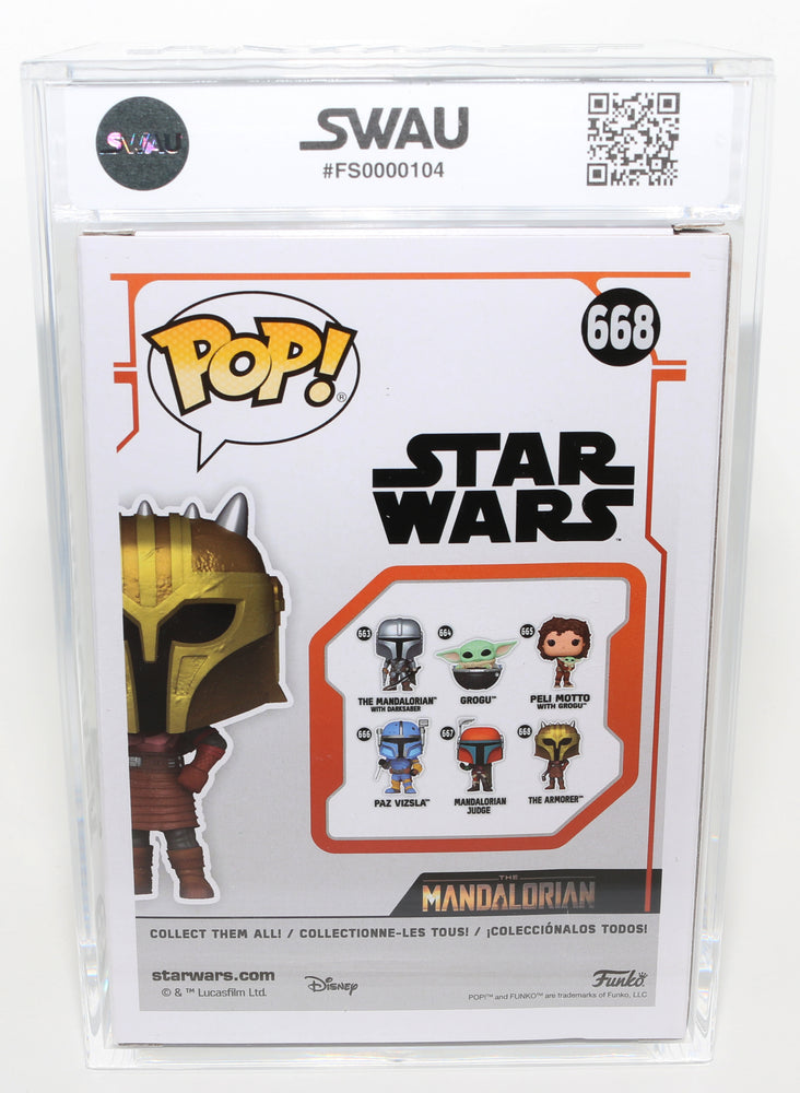 
                  
                    Emily Swallow as the Armorer in Star Wars: The Mandalorian (SWAU Encapsulated Grade A / Auto Authentic) Signed Funko POP! #668
                  
                