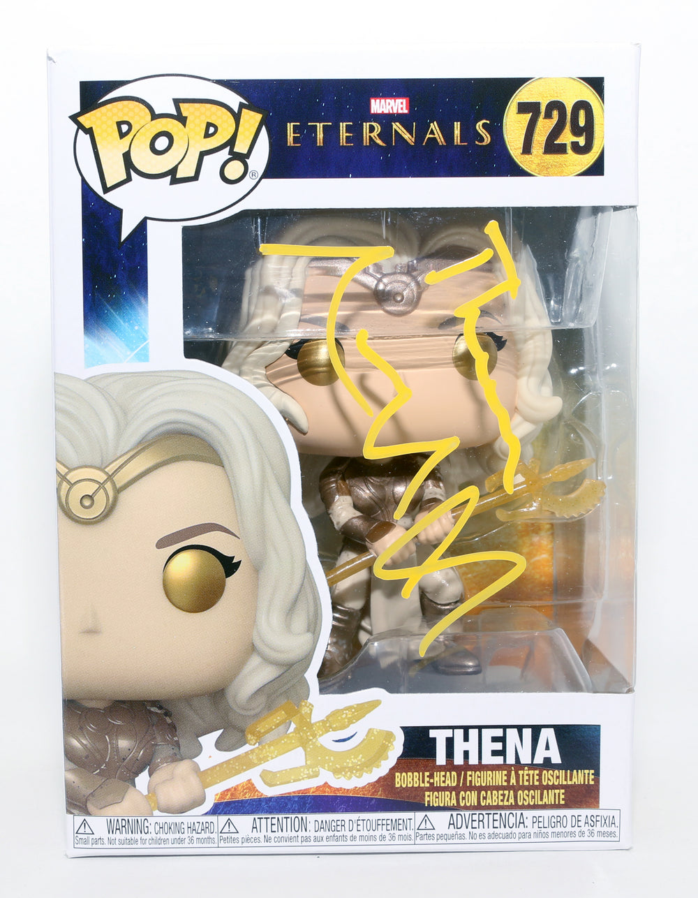 Angelina Jolie as Thena in The Eternals Signed Funko POP! #729 with Character Name