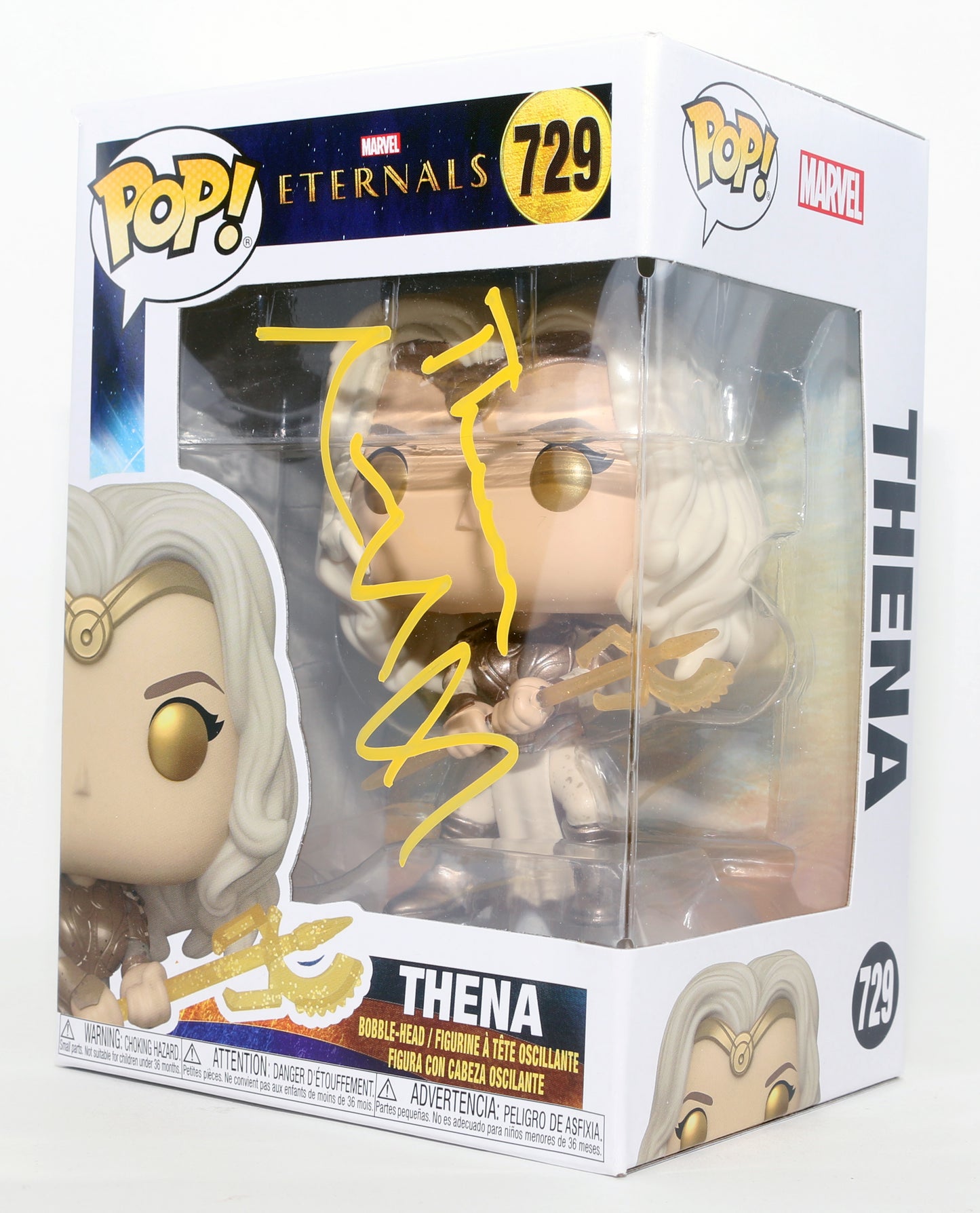 
                  
                    Angelina Jolie as Thena in The Eternals Signed Funko POP! #729 with Character Name
                  
                