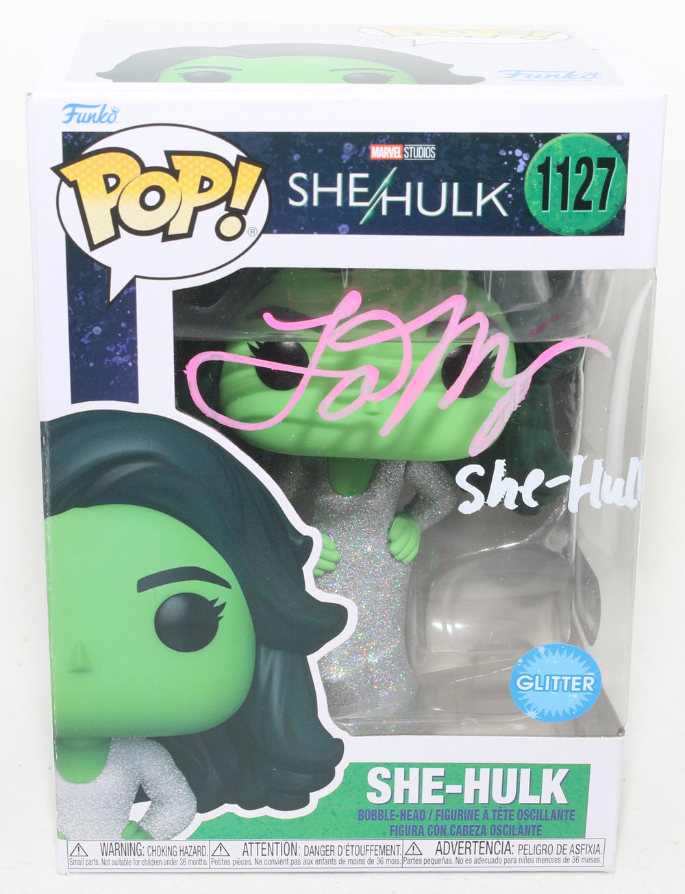 Tatiana Maslany as She-Hulk in Dress in She-Hulk (SWAU) Signed Funko POP! #1127 with Character Name