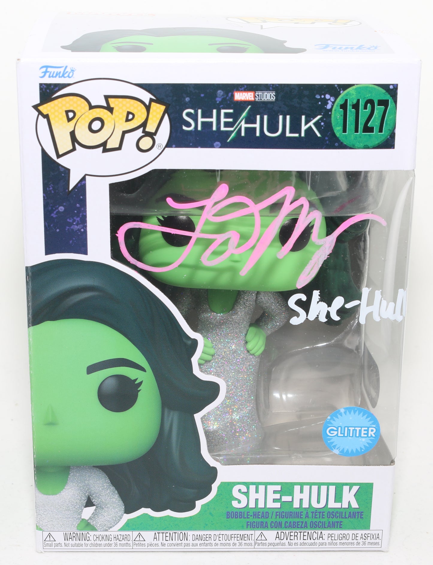 
                  
                    Tatiana Maslany as She-Hulk in Dress in She-Hulk (SWAU) Signed Funko POP! #1127 with Character Name
                  
                