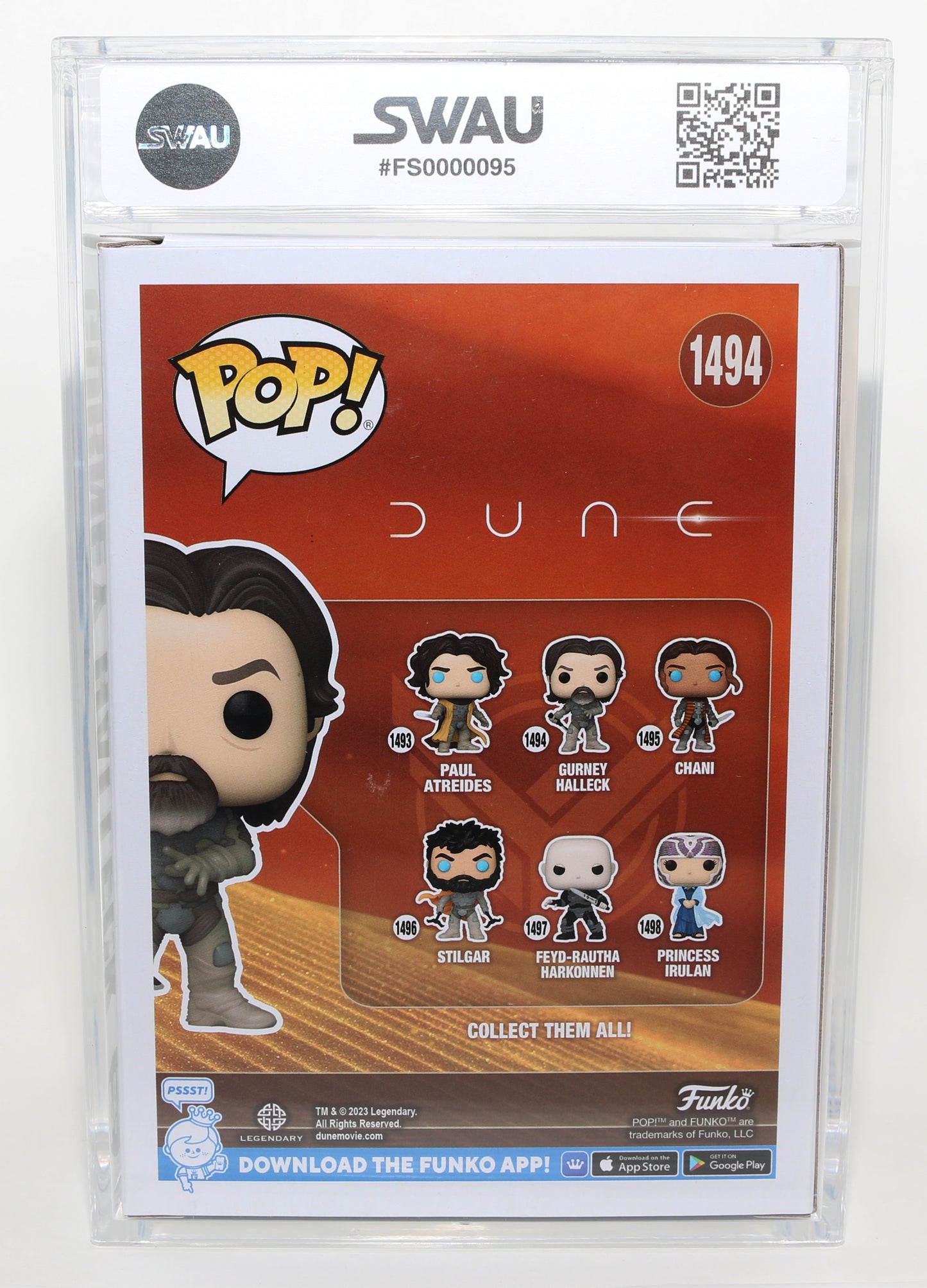 
                  
                    Josh Brolin as Gurney Halleck in Dune (SWAU Encapsulated Grade 9 / Auto 10) Signed Funko POP! #1494 with Character Name
                  
                