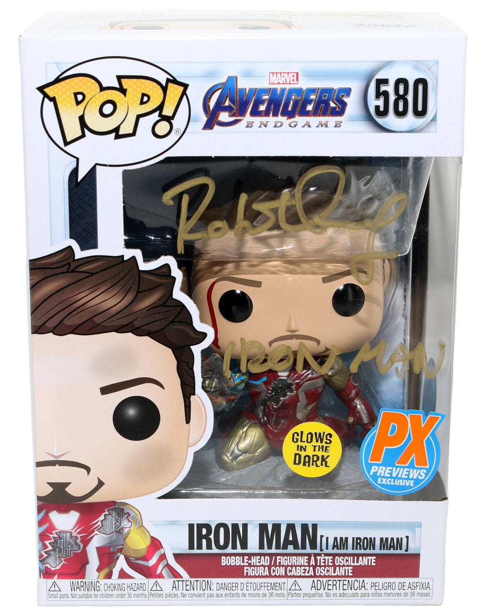 Robert Downey Jr. as Iron Man in Avengers: Endgame (SWAU) Signed Funko POP! #580 with Character Name