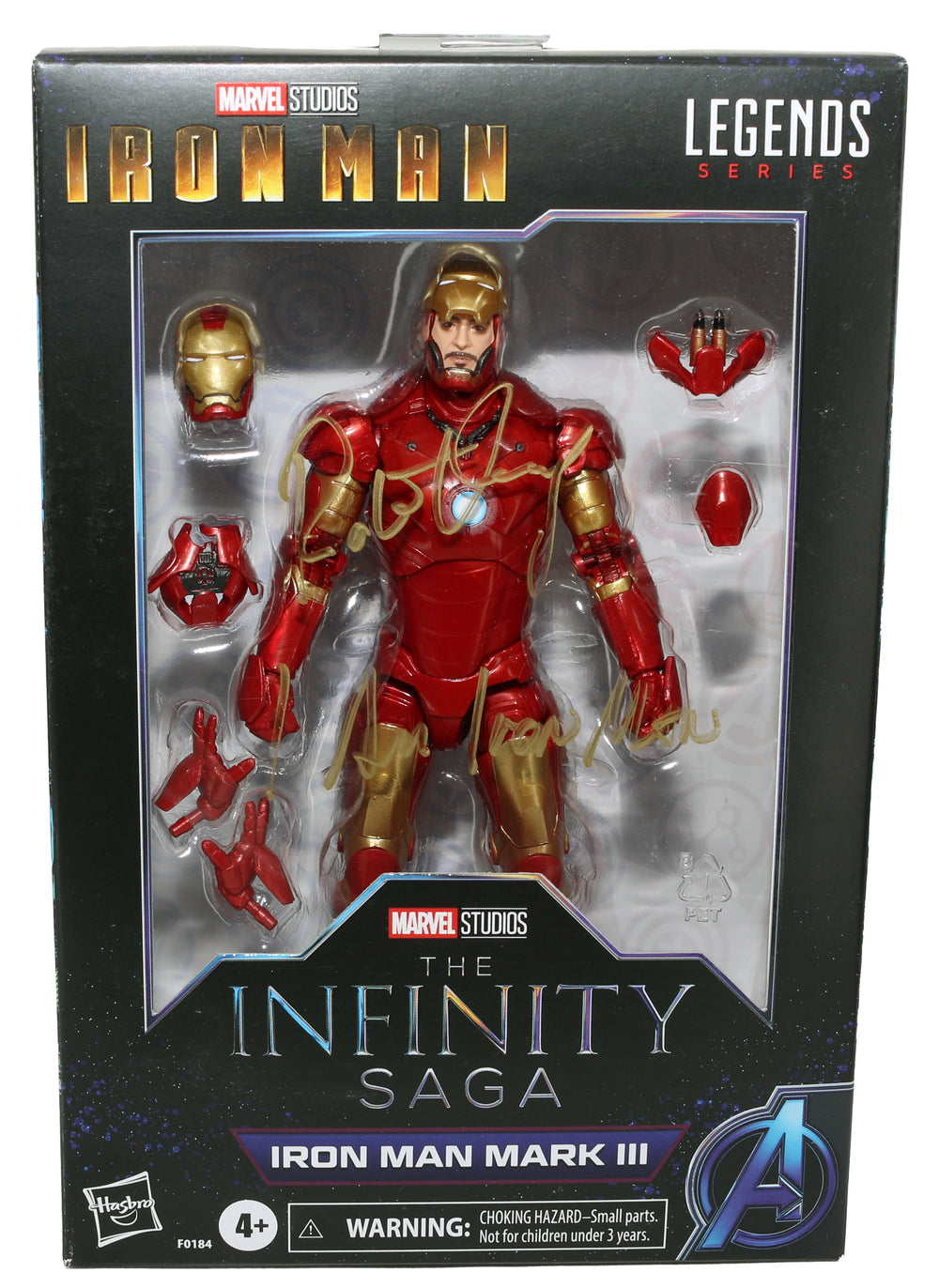 Robert Downey Jr. as Iron Man Mark III Suit in Marvel's Infinity Saga (SWAU) Signed Hasbro Legends Series Action Figure with 
