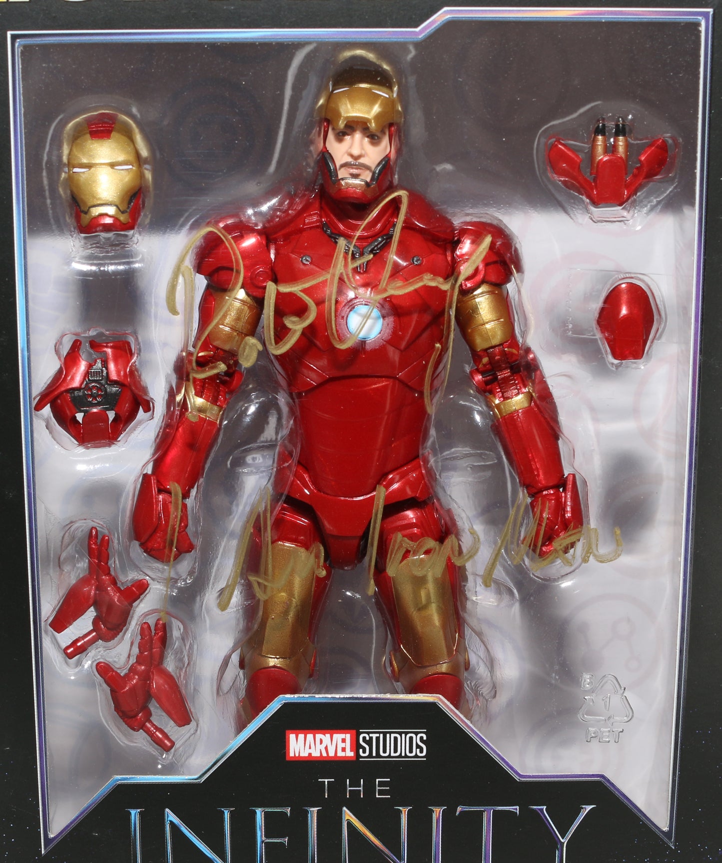 
                  
                    Robert Downey Jr. as Iron Man Mark III Suit in Marvel's Infinity Saga (SWAU) Signed Hasbro Legends Series Action Figure with "I am Iron Man" Quote
                  
                