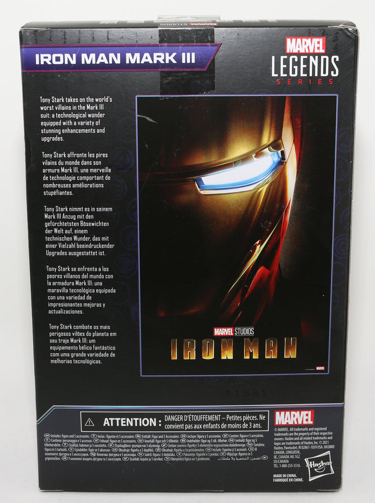
                  
                    Robert Downey Jr. as Iron Man Mark III Suit in Marvel's Infinity Saga (SWAU) Signed Hasbro Legends Series Action Figure with "I am Iron Man" Quote
                  
                