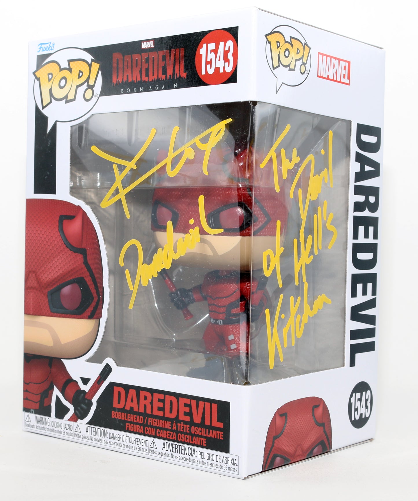 
                  
                    Charlie Cox as Daredevil in Daredevil: Born Again Signed Funko POP! #1543 with Character Name & Quote
                  
                