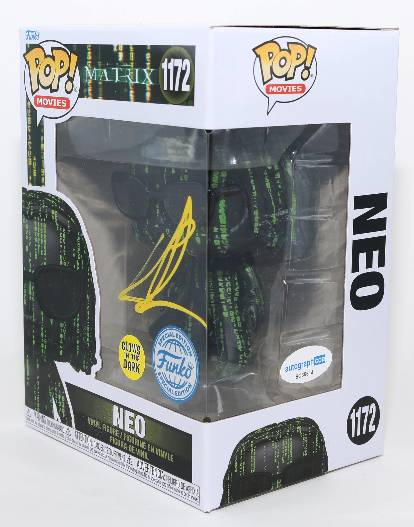 
                  
                    Keanu Reeves as Neo in The Matrix GITD Funko Special Edition (ACOA) Signed Funko POP! #1172
                  
                