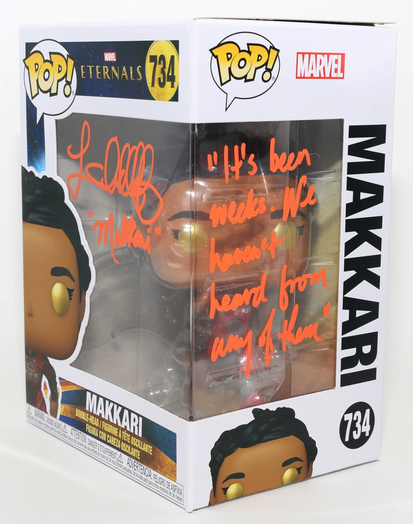 
                  
                    Lauren Ridloff as Makkari in The Eternals Signed Funko POP! #734 with Character Name & Quote
                  
                
