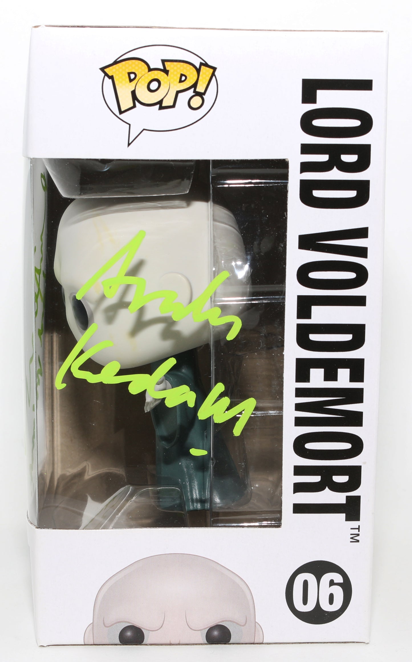 
                  
                    Ralph Fiennes as Lord Voldemort in Harry Potter Signed Funko POP! #06 with Character Name & Quote
                  
                