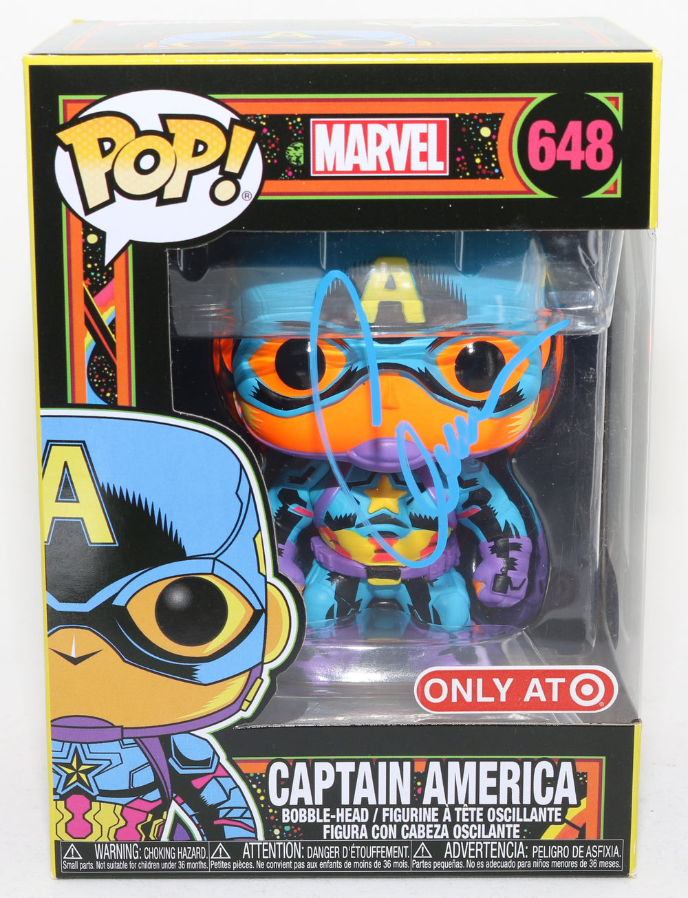 Chris Evans as Captain America Marvel Black Light (SWAU) Signed POP! F ...