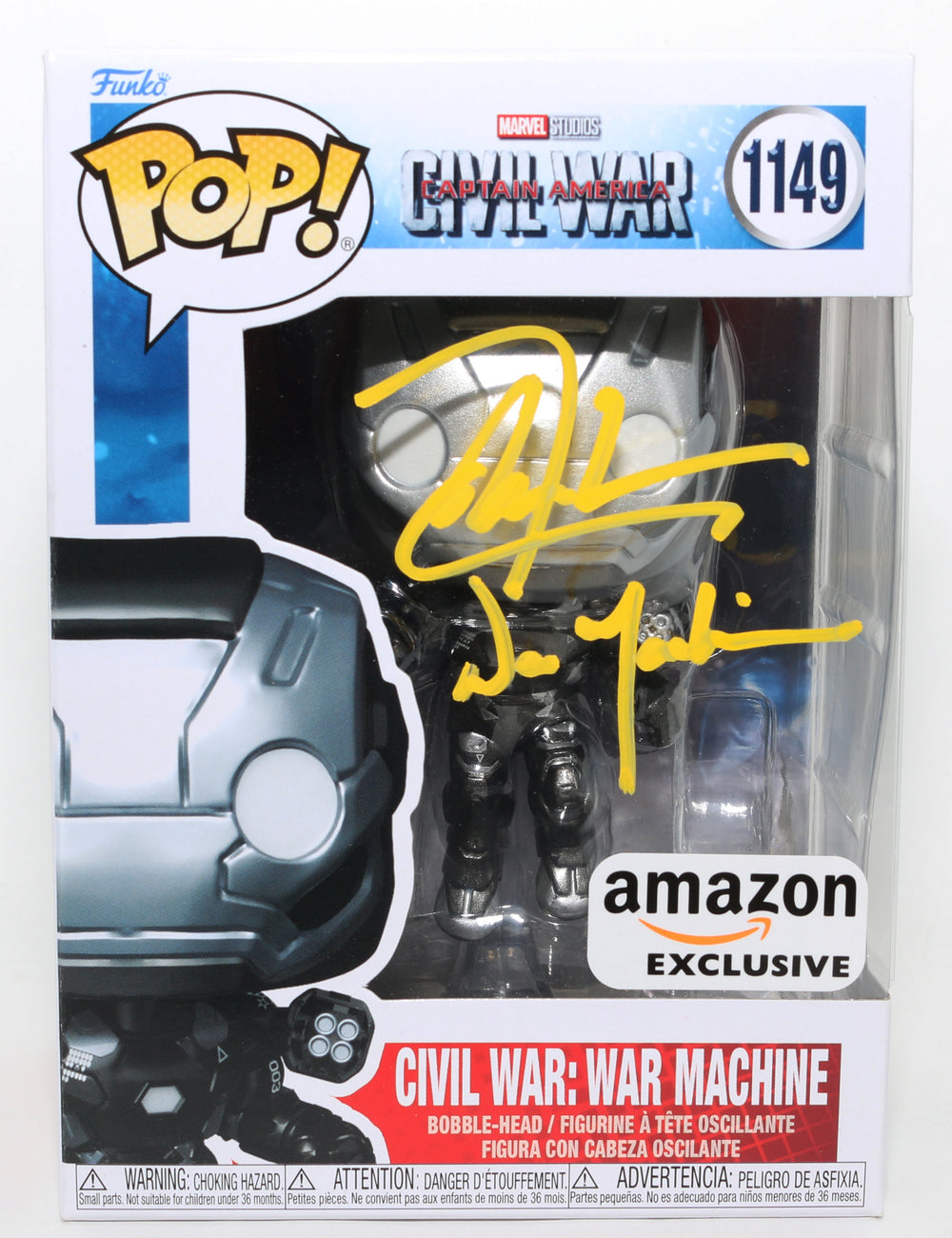 Don Cheadle as War Machine in Captain America: Civil War Amazon Exclusive Signed Funko POP! #1149 with Character Name