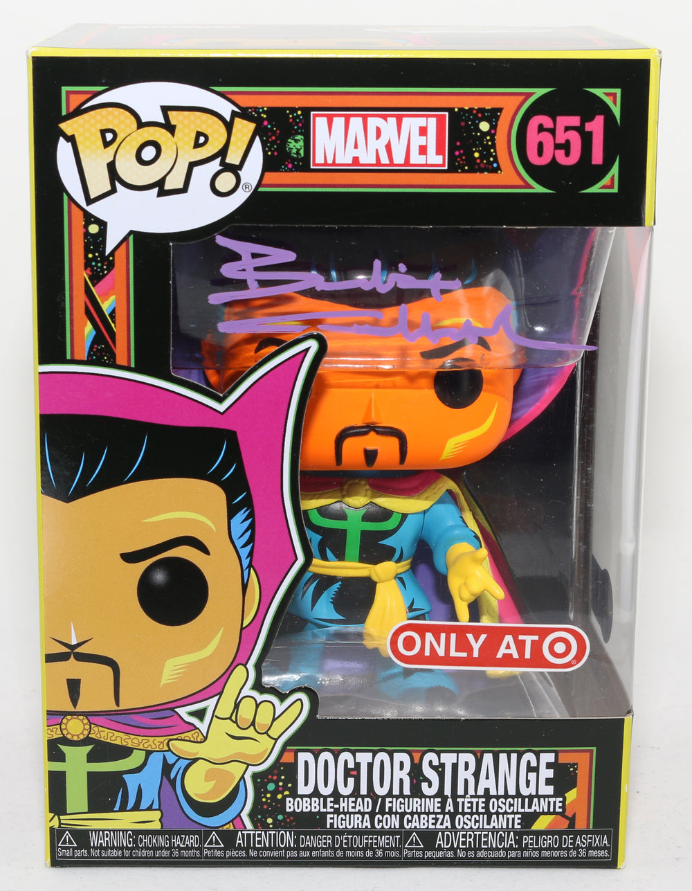 Benedict Cumberbatch as Doctor Strange Marvel Black Light (Beckett Witnessed) Signed POP! Funko #651