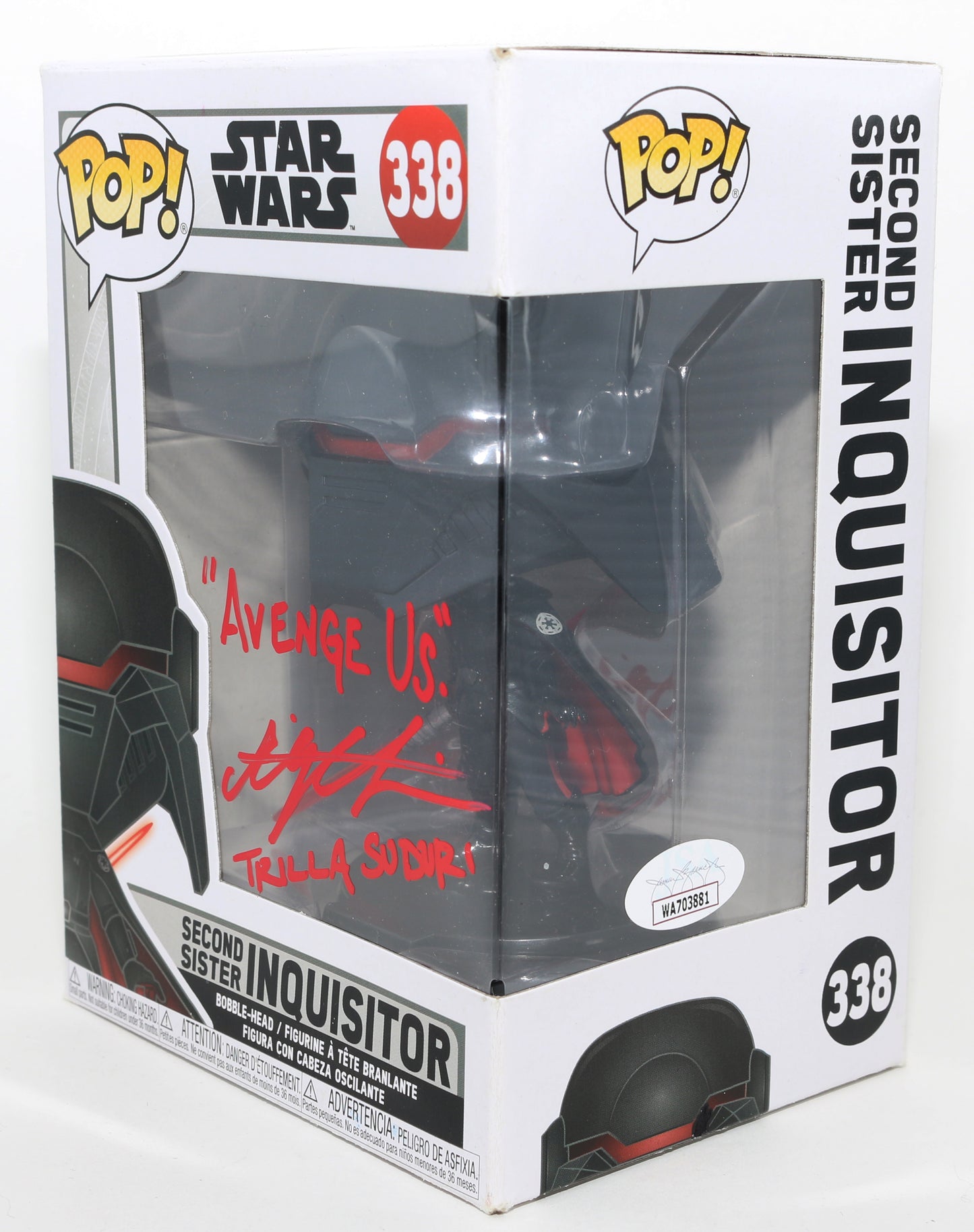
                  
                    Elizabeth Grullon as Second Sister Inquisitor in Star Wars Jedi: Fallen Order (JSA) Signed Funko POP! #338 with Character Name & Quote
                  
                