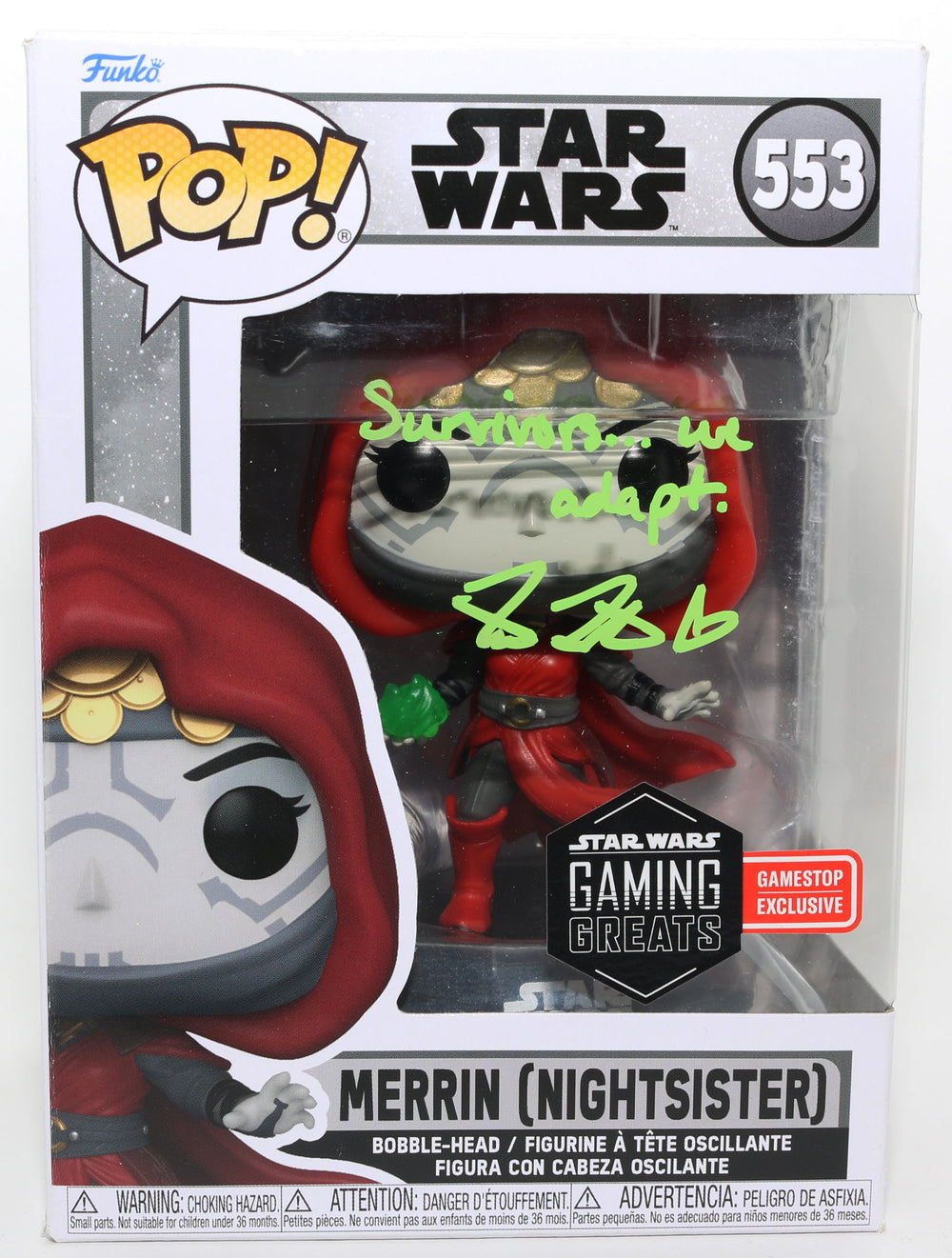 Tina Ivlev as Merrin (Nightsister) in Star Wars Jedi: Survivor Gamestop Exclusive (JSA) Signed Funko POP! #553 with Quote
