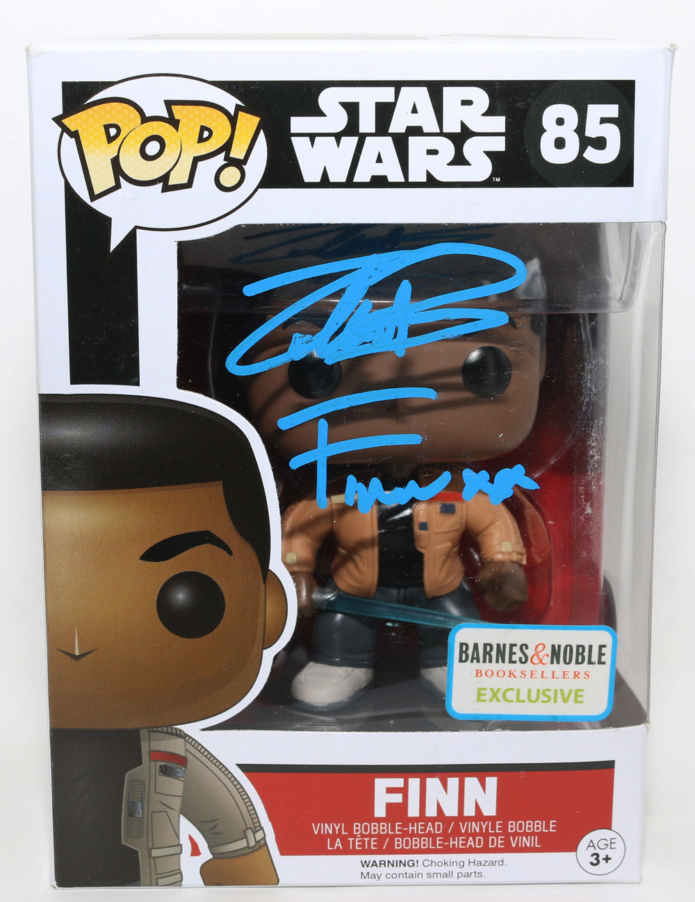 John Boyega as Finn in Star Wars: The Force Awakens Barnes & Noble Exclusive (SWAU) Signed Funko POP! #85 with Character Name