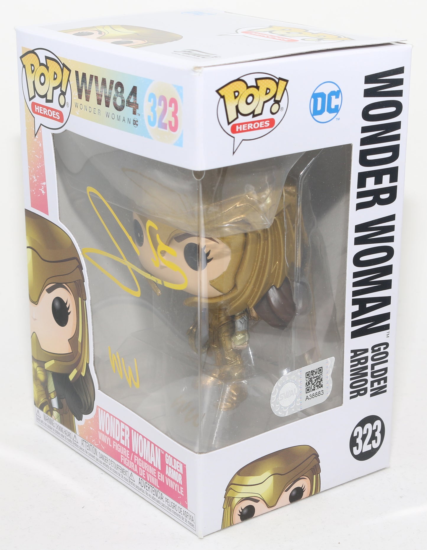 
                  
                    Gal Gadot as Wonder Woman Golden Armor in WW 1984 (SWAU) Signed Funko POP! #323 with Character Name Initials
                  
                