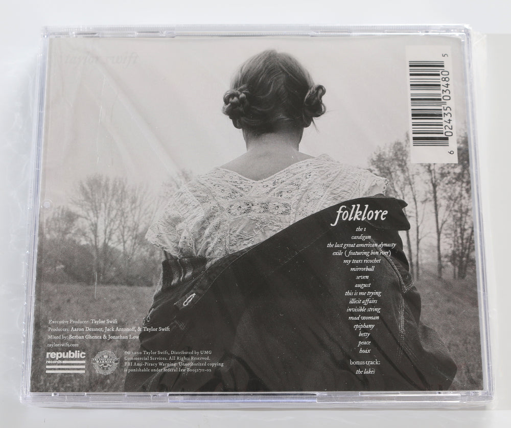 
                  
                    Folklore CD Album (JSA) 2020 Cover Signed by Taylor Swift
                  
                