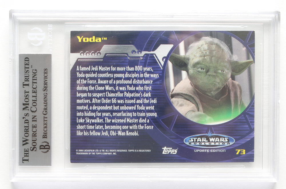 
                  
                    Frank Oz as Yoda in Star Wars Episode III: Revenge of the Sith (Beckett Slabbed) Signed Topps Evolution Trading Card
                  
                