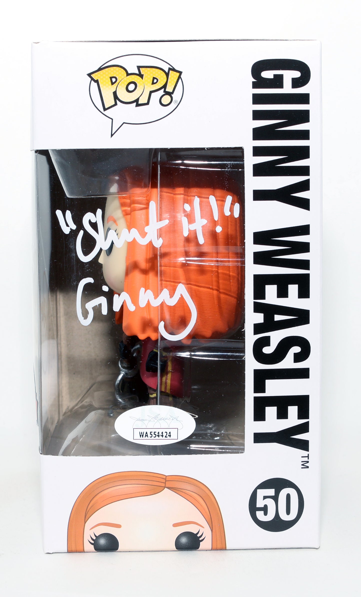 
                  
                    Bonnie Wright as Ginny Weasley in Harry Potter Special Edition (JSA) Signed Funko POP! #50 with Character Name & Quote
                  
                
