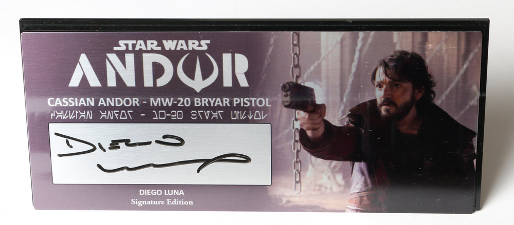 
                  
                    Star Wars: Andor MW-20 Bryar Pistol Prop Replica with Plaque Signed by Diego Luna
                  
                