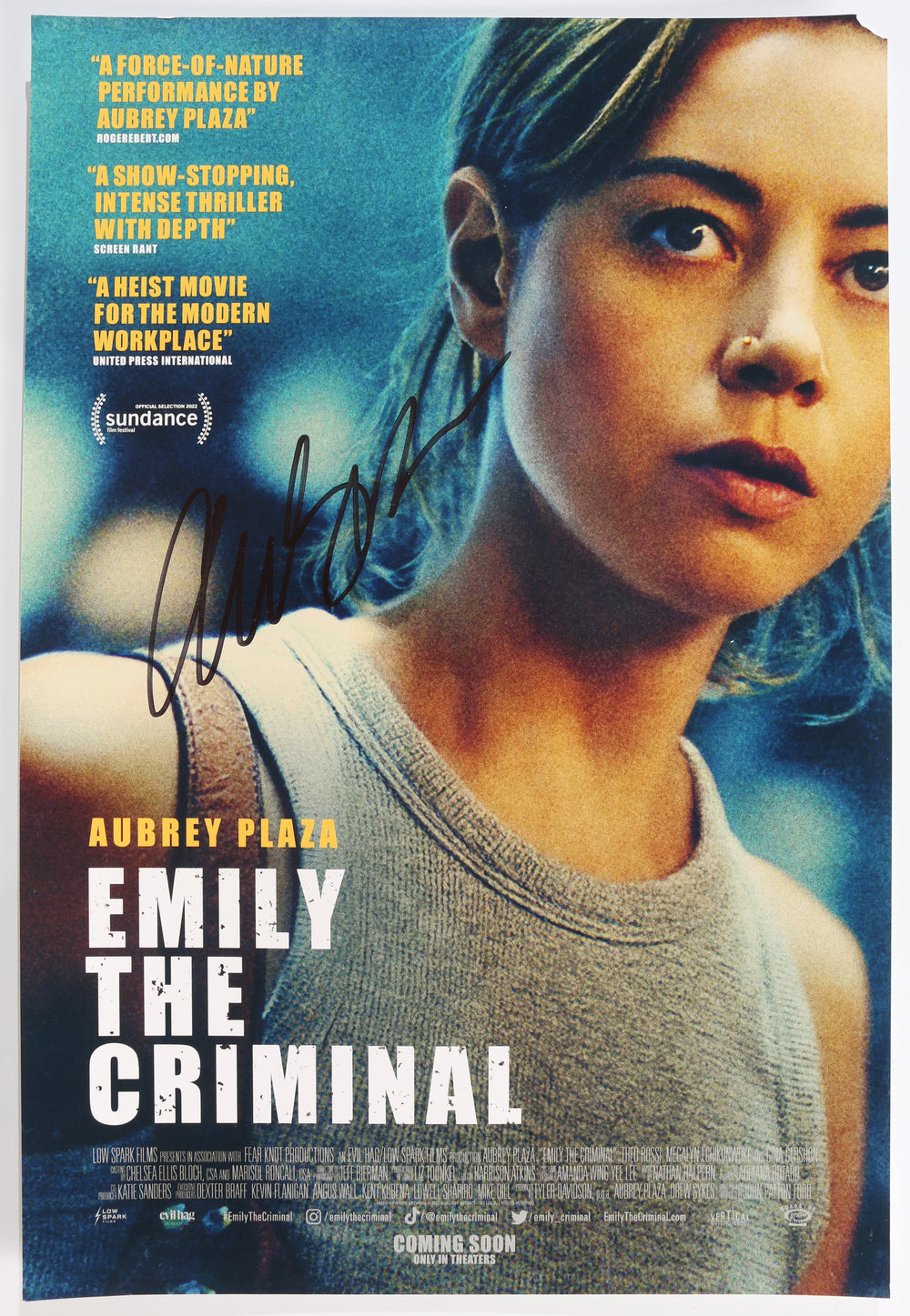 Aubrey Plaza as Emily Benetto in Emily the Criminal Signed 12x18 Mini Poster