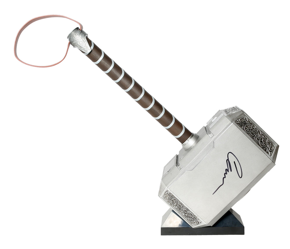 Marvel Legends Mighty Thor Mjolnir Prop Replica Hasbro Legends Series Electronic Hammer (SWAU) Signed by Chris Evans
