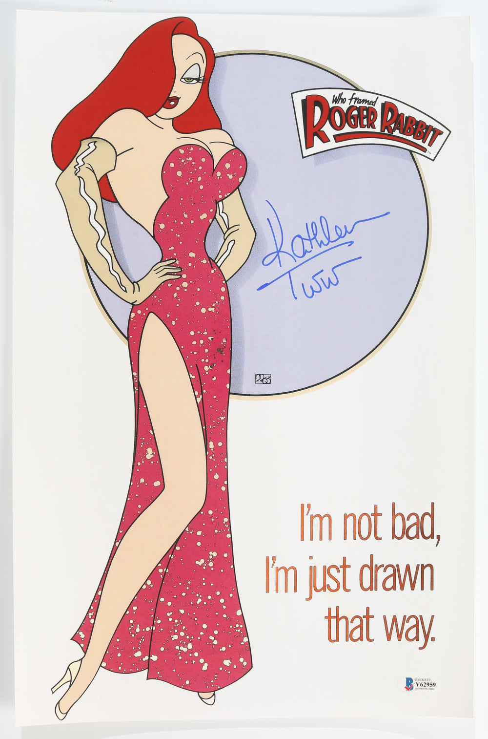 Kathleen Turner as Jessica Rabbit in Who Framed Roger Rabbit (Beckett) Signed 11x17 Photo