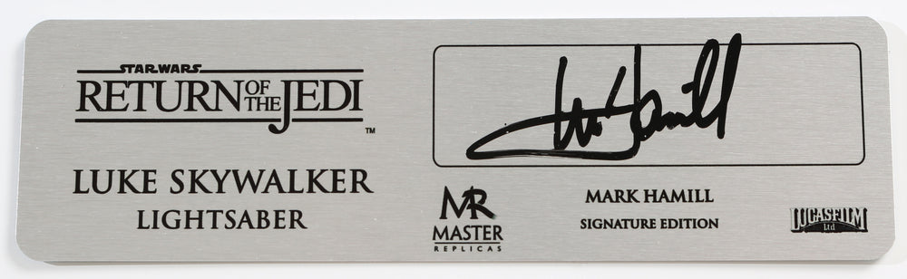 Mark Hamill as Luke Skywalker in Star Wars: Return of the Jedi (Official Pix) Signed 6x2 Master Replicas Lightsaber Signature Edition Plaque