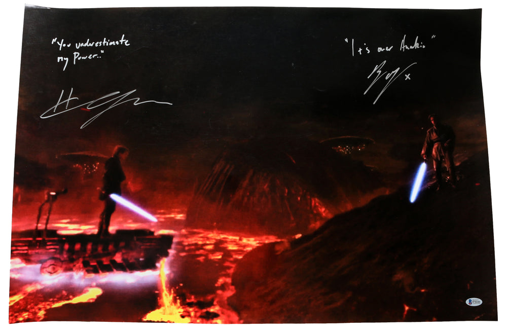 Ewan McGregor as Obi-Wan Kenobi vs. Hayden Christensen as Anakin Skywalker in Star Wars Episode III: Revenge of the Sith Signed 30x20 Poster with Quotes