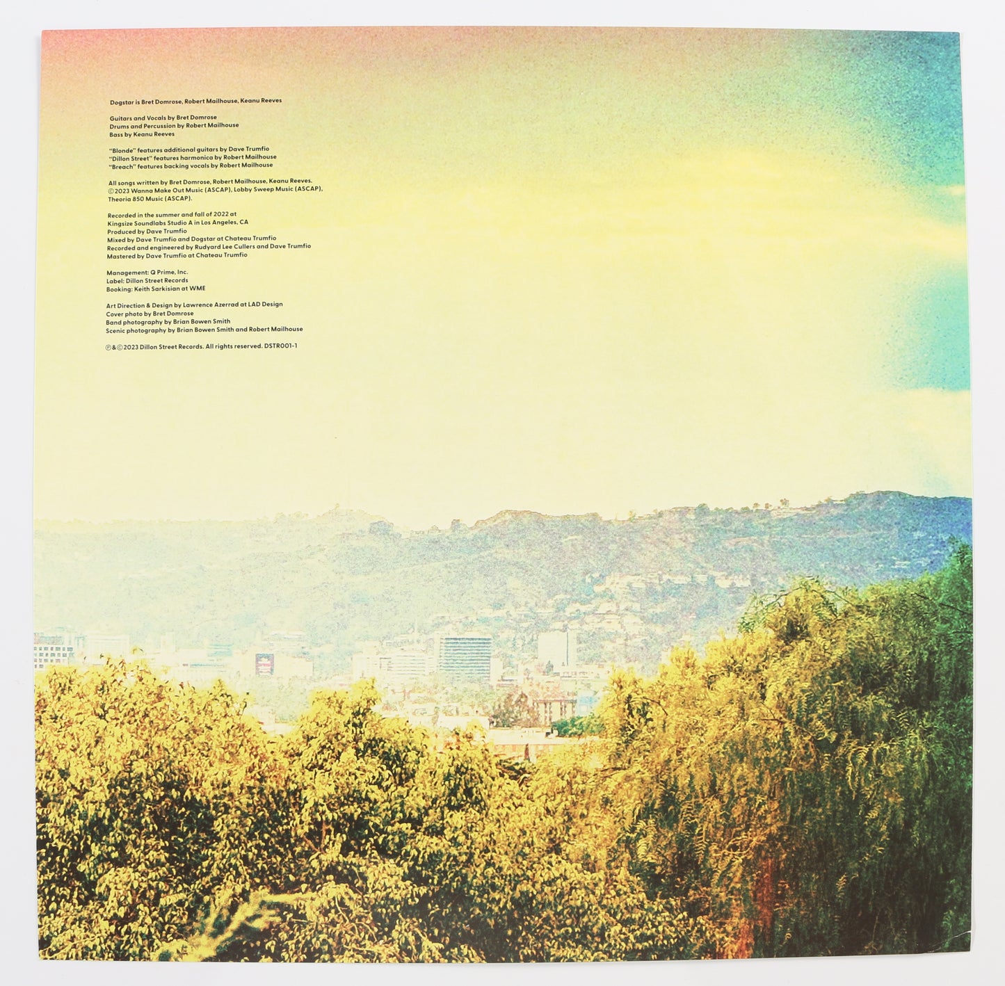 
                  
                    Dogstar: Somewhere Between the Power Lines and Palm Trees LP 12" Vinyl Record Insert Band Signed by Keanu Reeves, Robert Mailhouse, & Bret Domrose
                  
                