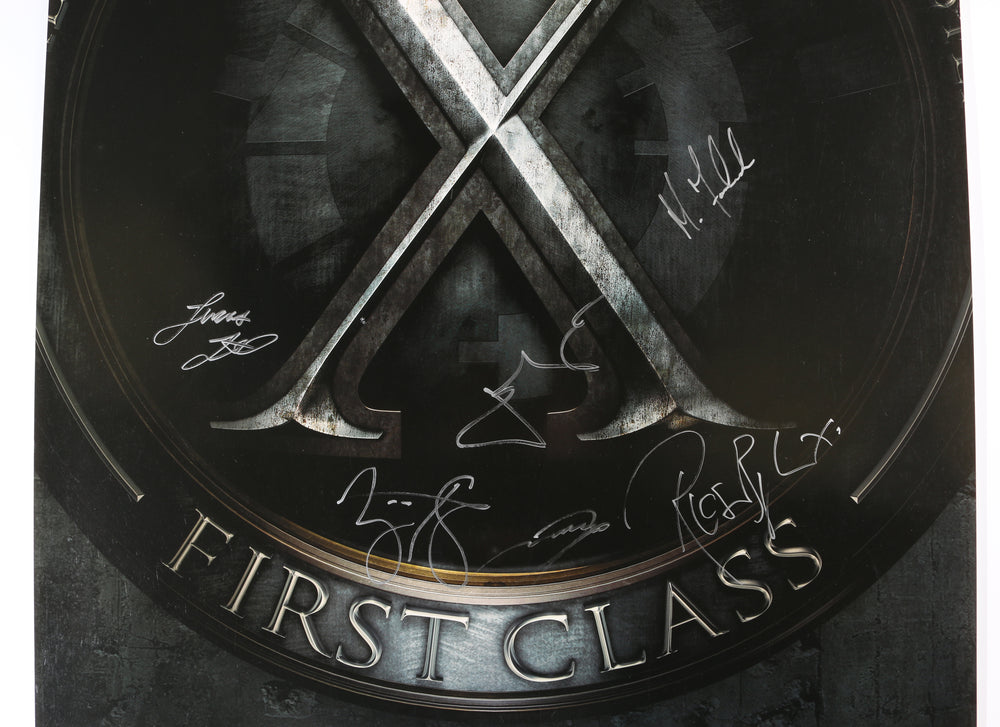 
                  
                    X-Men: First Class 27x40 Poster Cast Signed by James Mcavoy, Michael Fassbender, Kevin Bacon, Lucas Till, Zoe Kravitz, Rose Byrne, & January Jones
                  
                