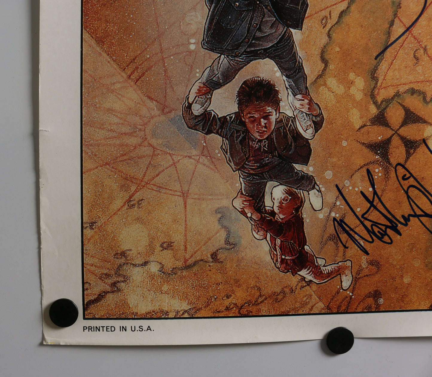 
                  
                    The Goonies 27x40 Poster Cast Signed by Sean Astin, Josh Brolin, Martha Plimpton, Kerri Green, Ted Grossman, and Director: Richard Donner
                  
                