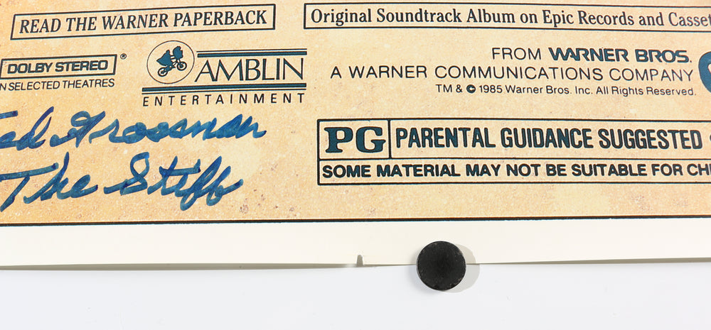 
                  
                    The Goonies 27x40 Poster Cast Signed by Sean Astin, Josh Brolin, Martha Plimpton, Kerri Green, Ted Grossman, and Director: Richard Donner
                  
                