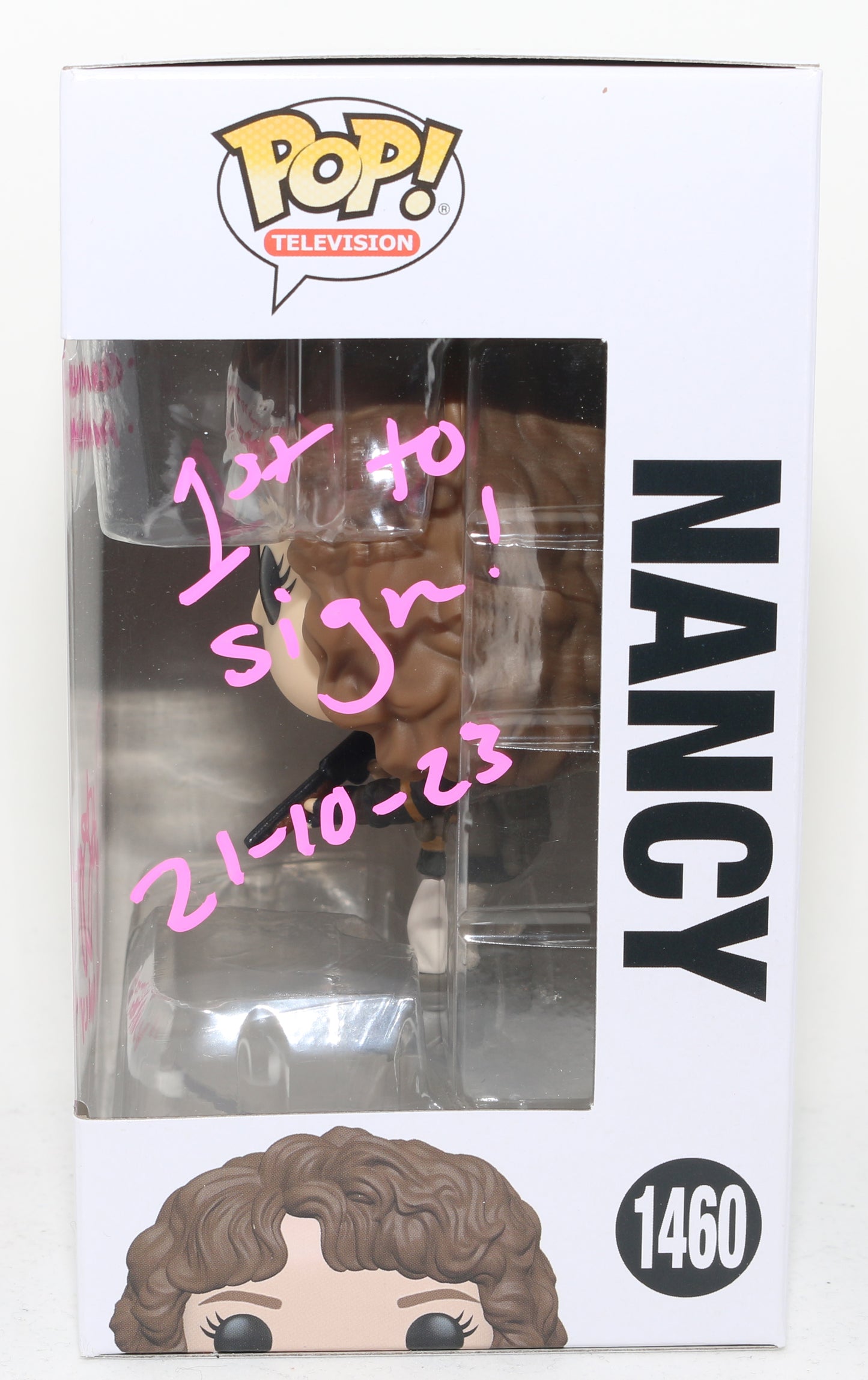 
                  
                    Natalia Dyer as Nancy Wheeler in Stranger Things (SWAU) Signed Funko POP! #1460 with Character Name & Quote
                  
                