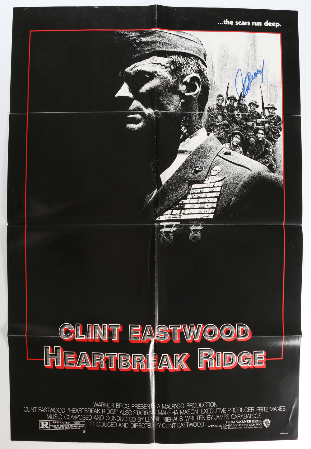 Clint Eastwood as Gunnery Sergeant Tom Highway in Heartbreak Ridge Signed 27x40 Folded Poster