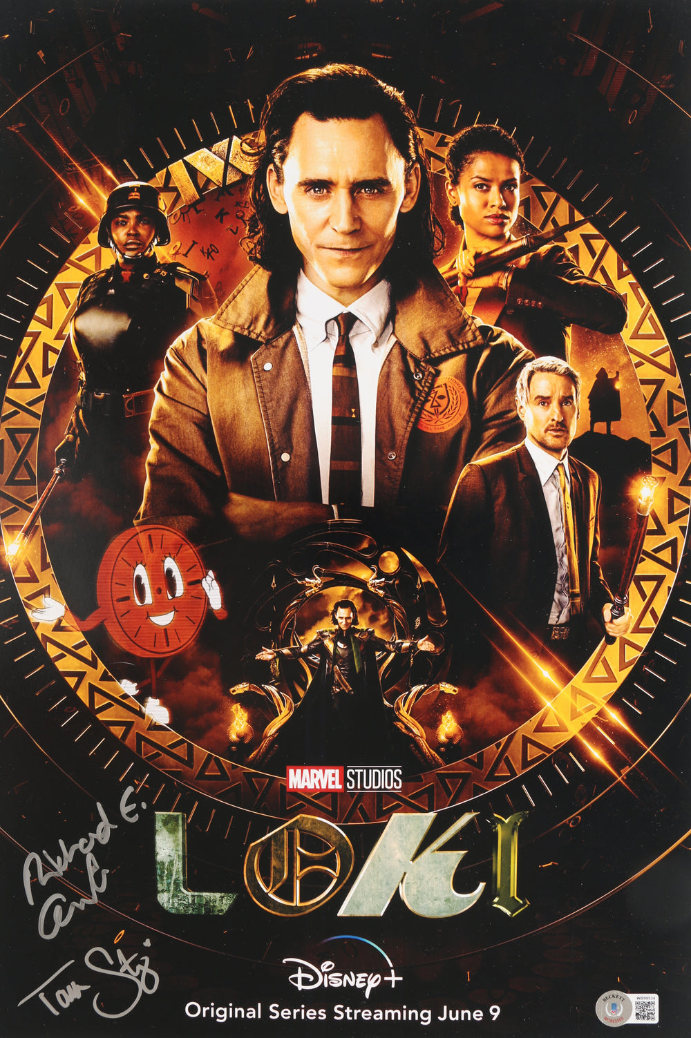 Tara Strong as Miss Minutes & Richard E. Grant as Classic Loki in Loki (Beckett) Signed 11x17 Mini Poster