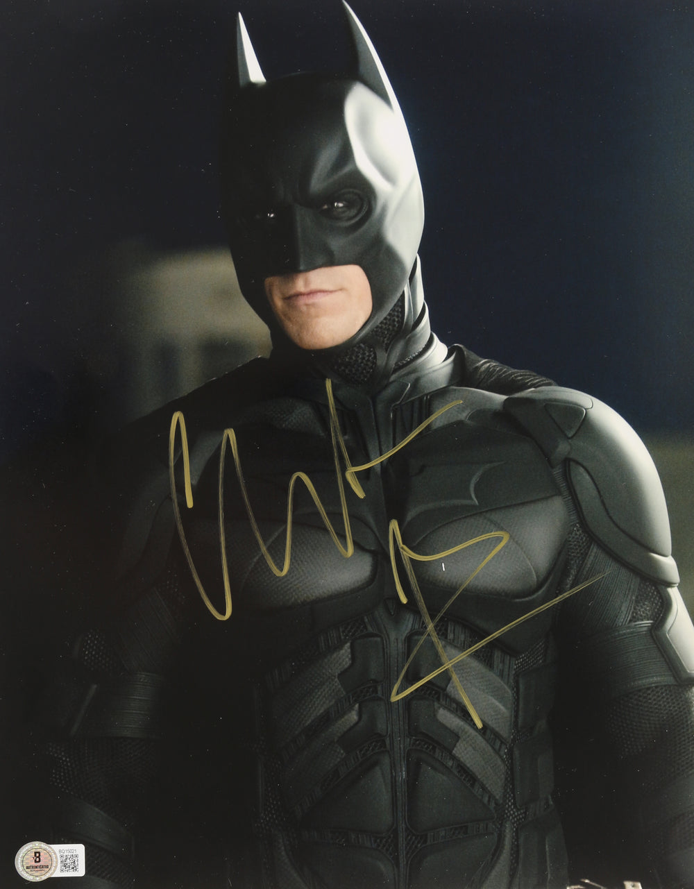 Christian Bale as Batman in The Dark Knight (Beckett) Signed 11x14 Photo
