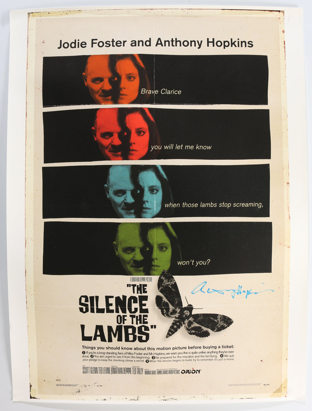 Anthony Hopkins as Hannibal Lecter The Silence of the Lambs (SWAU) Signed 18x24 Limited Edition #62/416 Todd Alcott Art Print