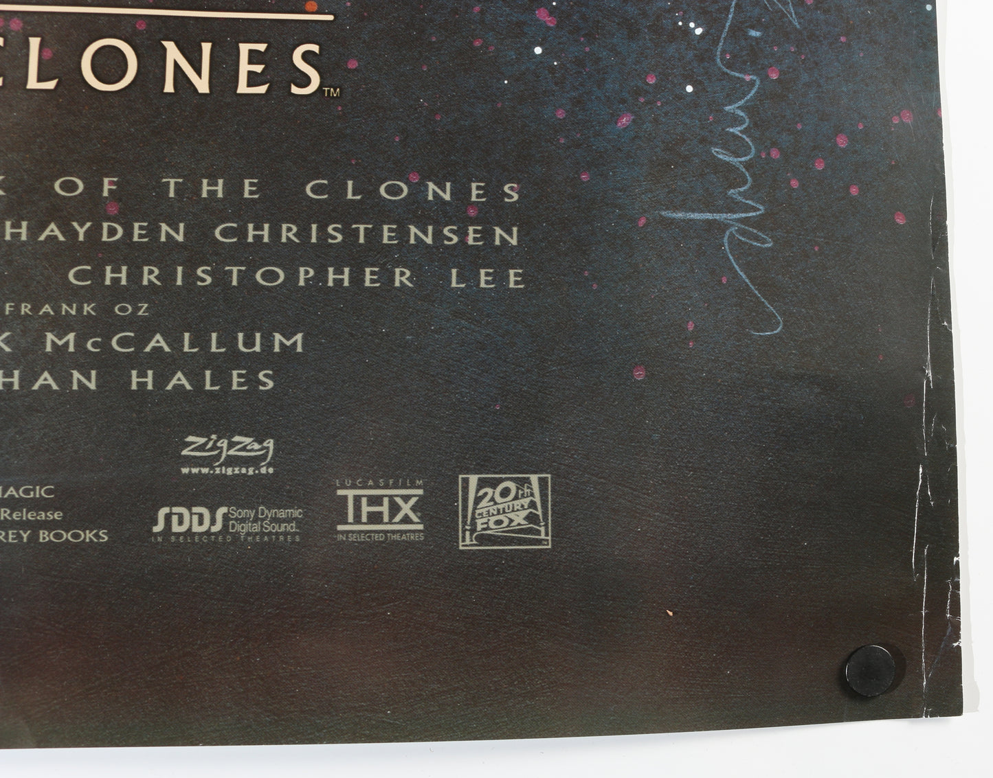 
                  
                    Ewan McGregor as Obi-Wan Kenobi, Natalie Portman as Padme Amidala, & Hayden Christensen as Anakin Skywalker in Star Wars Episode II: Attack of the Clones (SWAU) Signed 27x40 Poster
                  
                