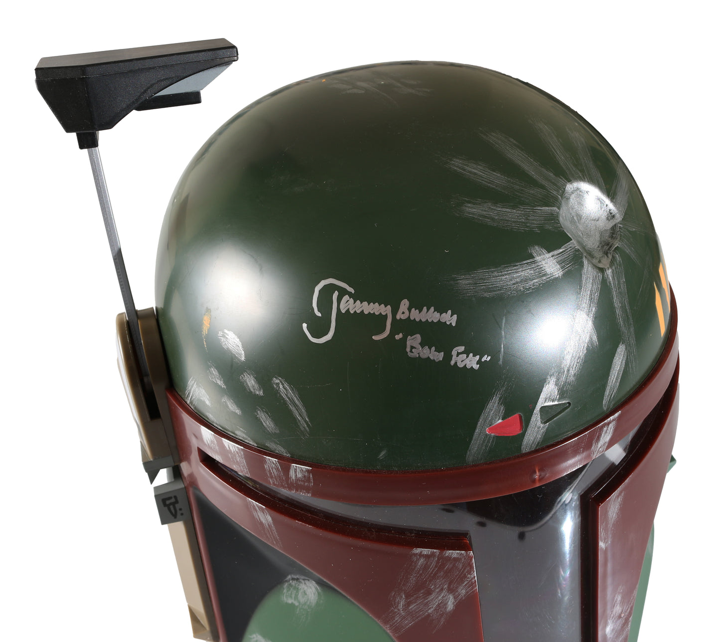 
                  
                    Boba Fett from Star Wars: The Empire Strikes Back Rubies Prop Replica Helmet Mask (Radtke) Signed by Jeremy Bulloch with Character Name
                  
                