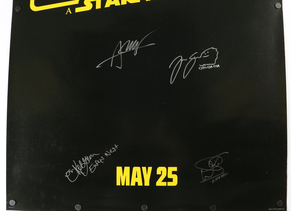 
                  
                    Solo: A Star Wars Story 27x40 Poster (Official Pix / Topps) Cast Signed by Alden Ehrenreich, Joonas Suotamo, Paul Bettany, Emilia Clarke, Warwick Davis, & Erin Kellyman with Character Names
                  
                