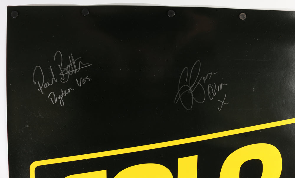 
                  
                    Solo: A Star Wars Story 27x40 Poster (Official Pix / Topps) Cast Signed by Alden Ehrenreich, Joonas Suotamo, Paul Bettany, Emilia Clarke, Warwick Davis, & Erin Kellyman with Character Names
                  
                