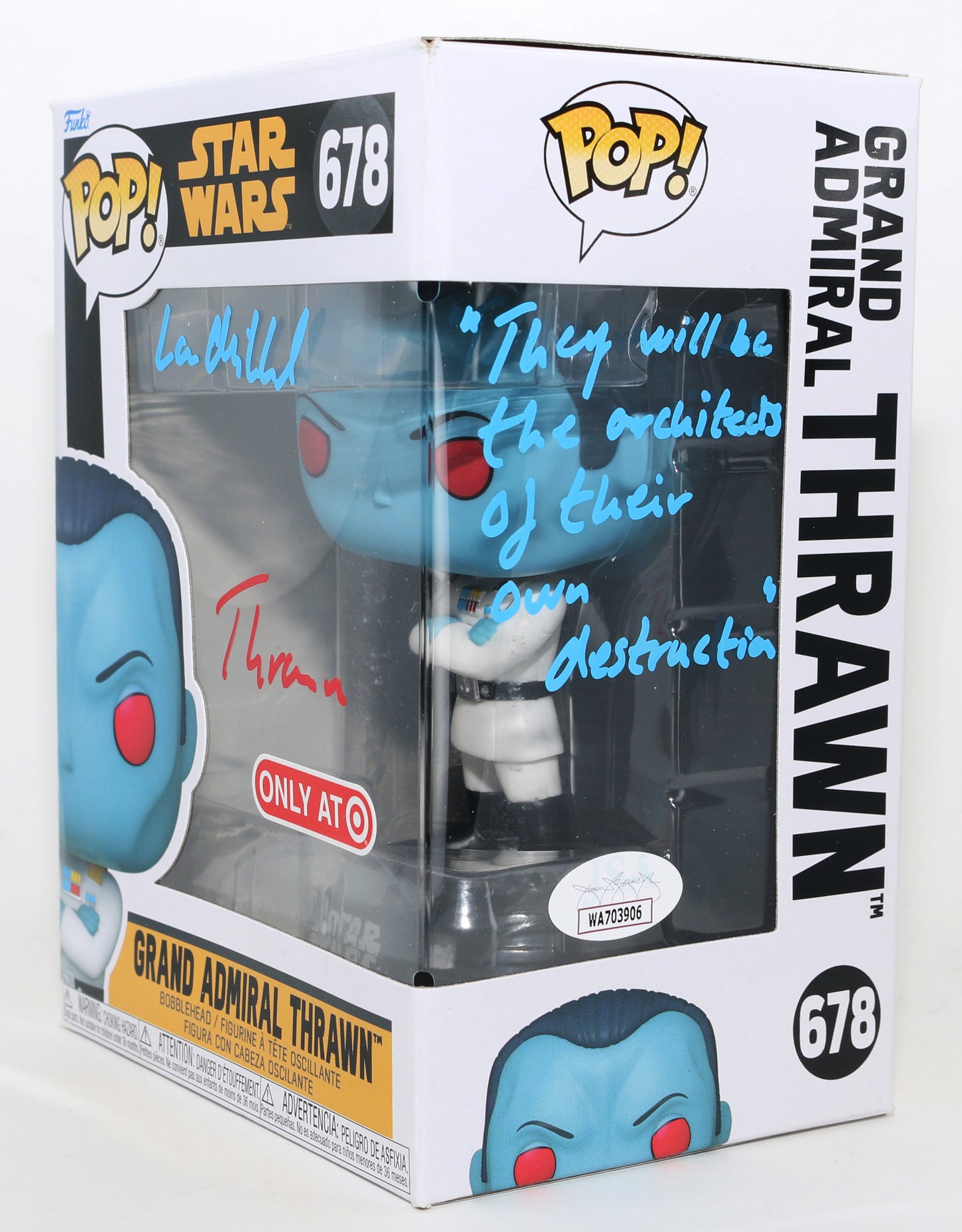 
                  
                    Lars Mikkelsen as Grand Admiral Thrawn in Star Wars: Rebels Target Exclusive (JSA) Signed Funko POP! #678 with Character Name & Quote
                  
                