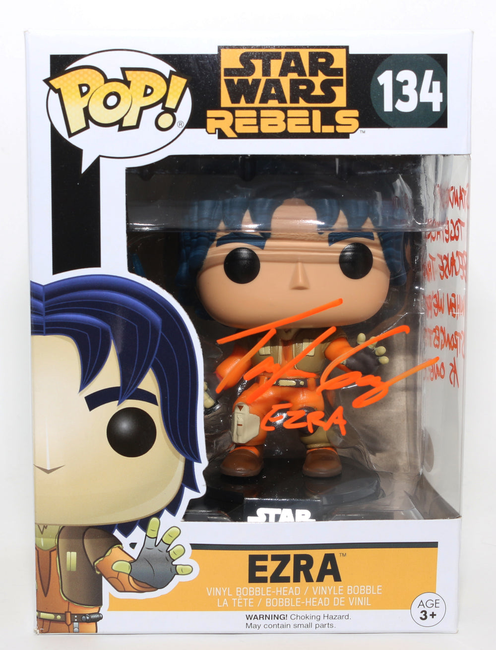 Taylor Gray as Ezra Bridger in Star Wars: Rebels Signed Funko POP! #134 with Character Name & Quote