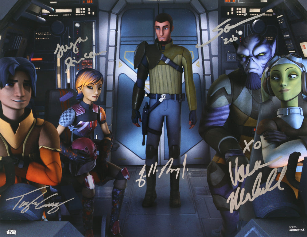 Star Wars: Rebels 11x14 Photo (Beckett Witnessed) Cast Signed by Taylor Gray, Vanessa Marshall, Freddie Prinze Jr., Tiya Sircar, & Steve Blum
