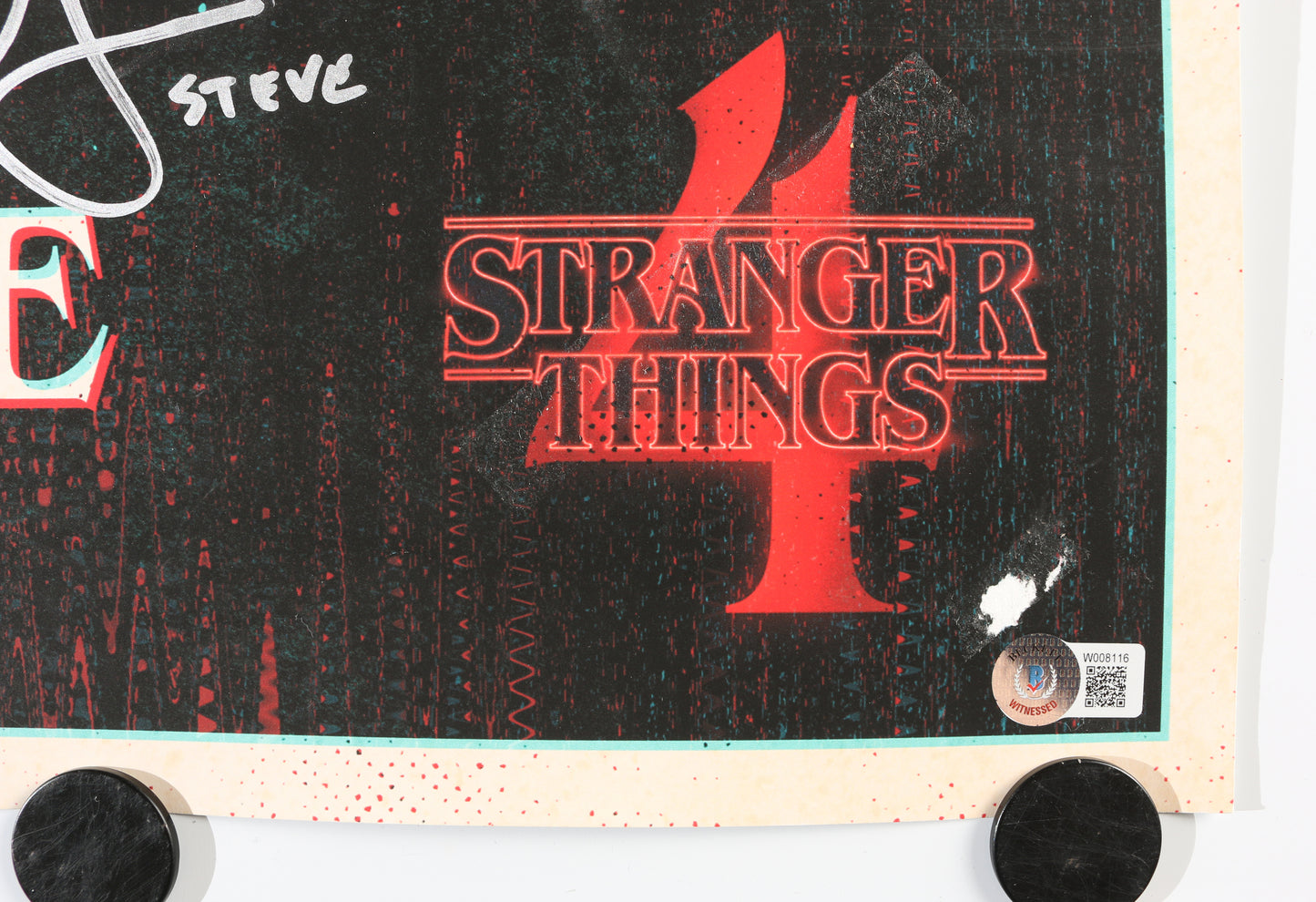 
                  
                    Stranger Things (Beckett) 24x36 Poster Cast Signed by Sadie Sink, Natalia Dyer, Joe Keery, Eduardo Franco, Gaten Matarazzo, Grace Van Dien, Priah Ferguson, & Winona Ryder with Character Names
                  
                